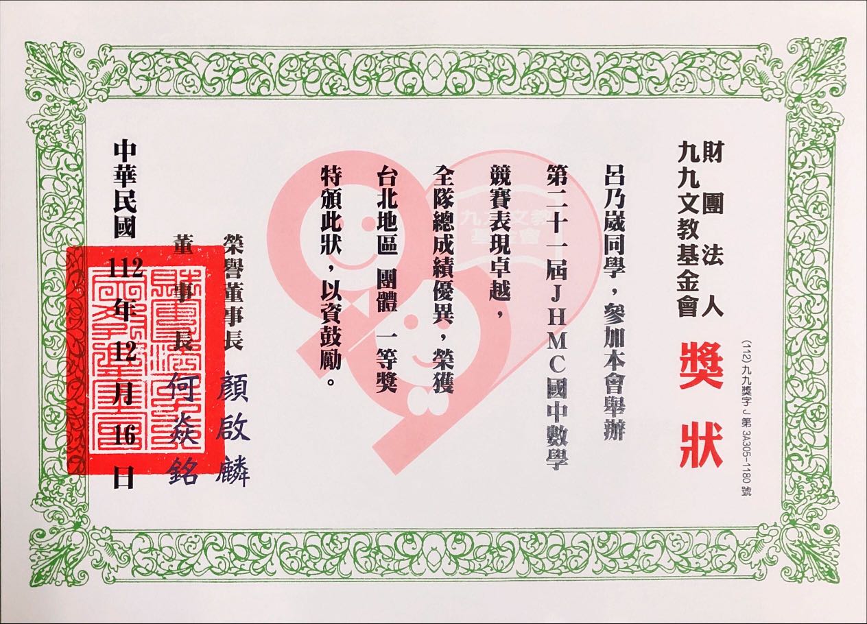 2023 JHMC 團體一等獎