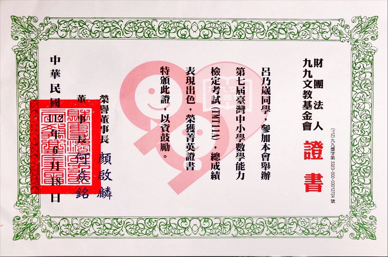 2023 TMT11 菁英證書